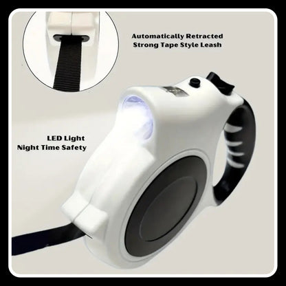 Retractable Pet Leash with LED Light – 16ft | One-Button Release & Durable Locking Handle