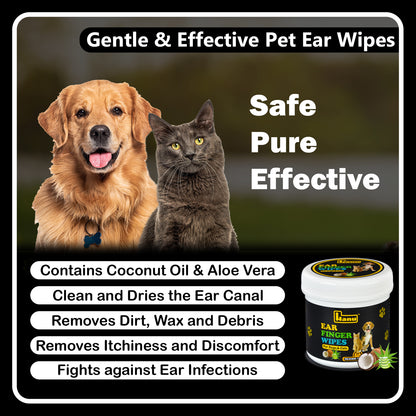 Hanu Ear Finger Wipes for Pets - Gentle Grooming & Ear Cleaning