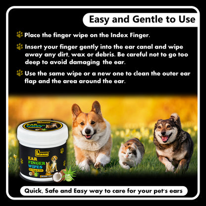 Hanu Ear Finger Wipes for Pets - Gentle Grooming & Ear Cleaning