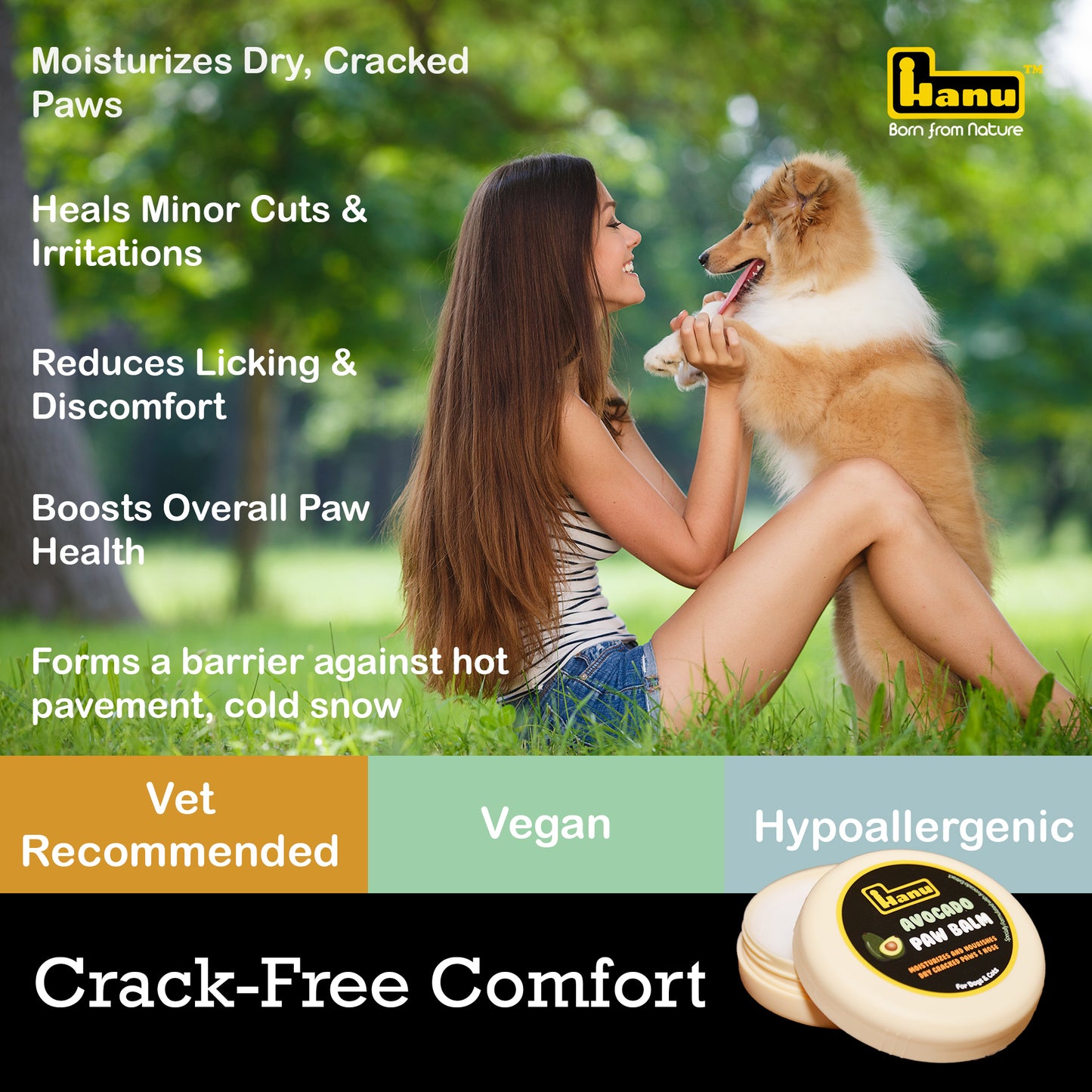 Hanu Avocado Paw Balm – Natural Protection & Soothing Relief for Dry, Cracked Paws