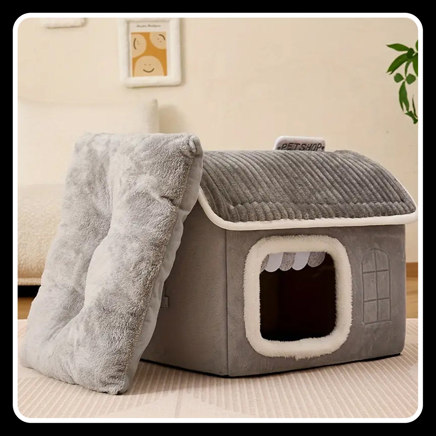 Cozy Seasonal Pet House Kennel – Removable & Washable Polyester Shelter for Cats and Small Dogs